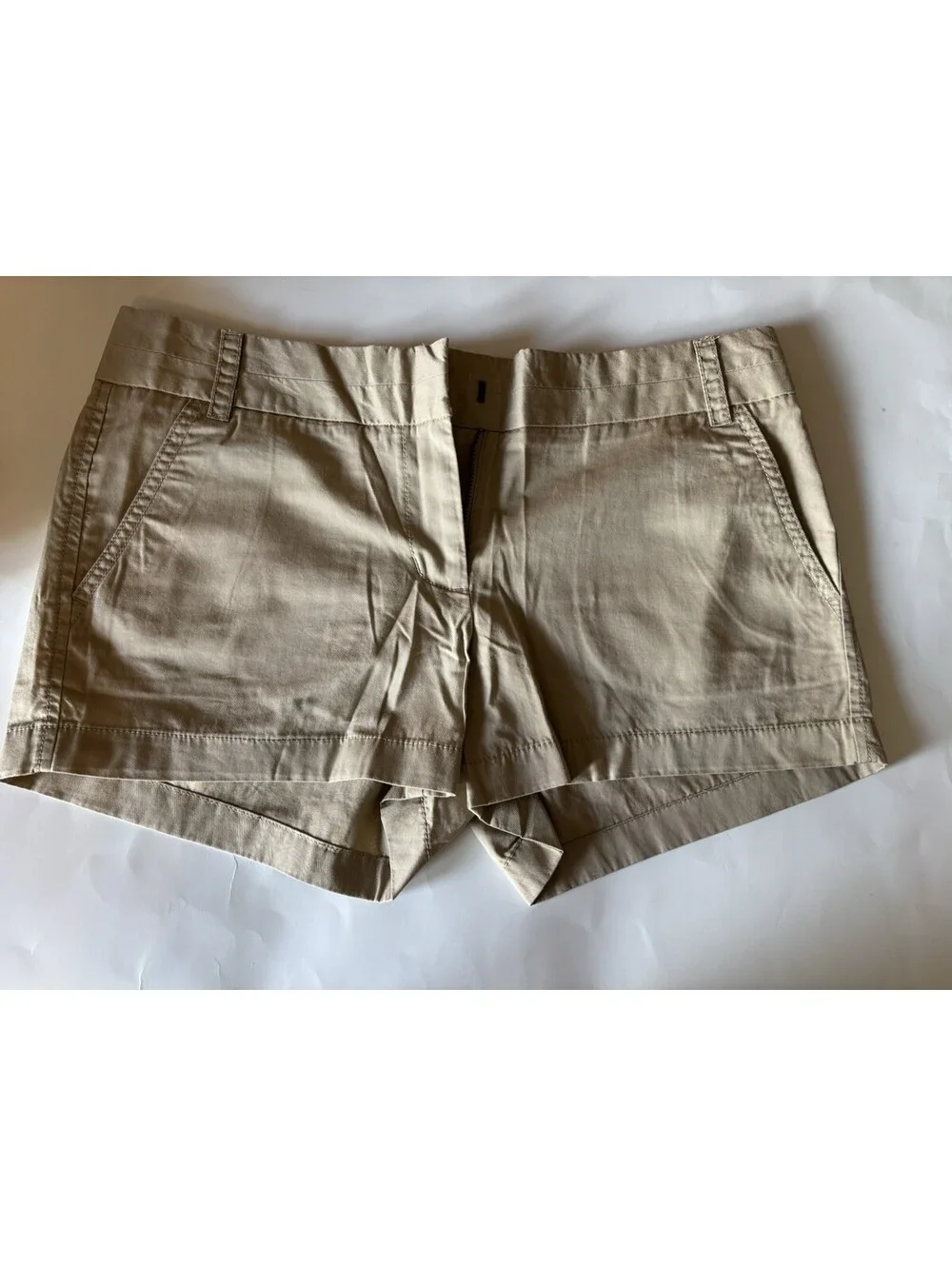J.Crew Women's Beige Chino Shorts Size 6 Cotton Casual Flat Front